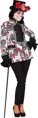 Produktbild von T2364-SKUB-S Gravedigger Totenkopf Damen Jacke Tag der Toten/Mexican Skull Gr.S