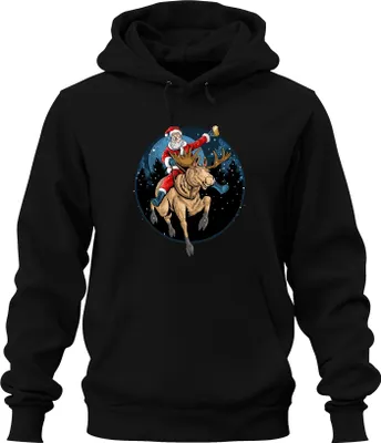 Produktbild von Weihnachtsmann Bier Rentier - Weihnachten Weihnachtsgeschenk Christmas Uni Hoodie Kapuzenpullover, Schwarz, L