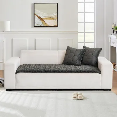 Productafbeelding van Gestikte sofa kussens, fluweel, diamantstiksel, donkergrijs, 70x210 cm
