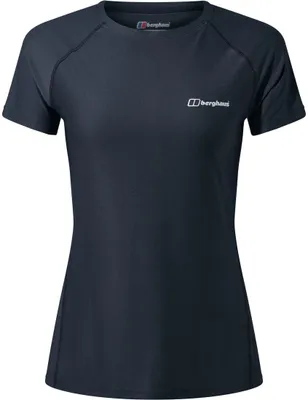 Dunkelblaues T-Shirt für Damen von Berghaus; Modell "24/7 Tech Basecrewss"; mit kurzem Arm und Rundhalsausschnitt.