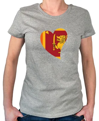 Produktbild von Huuraa Damen T-Shirt Sri Lanka Flagge Herz L Sport Grey Bio Baumwolle Fairtrade Damenshirt Geschenkidee