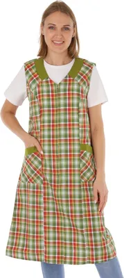 Produktbild von Kittel mit Reißverschluss kariert RV Hauskleid Baumwolle Schürze, Größe:42, Design:Design 2