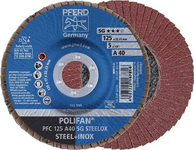 Produktbild von 10x PFERD Lamellenschleifscheibe  POLIFAN PFC 125 A40 SG STEELOX
