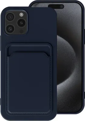 Image de Coque Smartphonica pour iPhone 15
  Pro avec porte-cartes - Coque arrière en TPU avec porte-cartes - Bleu foncé