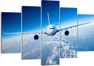 Produktbild von Bild auf Leinwand - Leinwandbild - Flugzeug himmel wolken flug - 150x100cm - Wand Bild - Wanddeko - Leinwanddruck - Bilder - Kunstdruck - Wanddekoration - Leinwand bilder - Wandkunst - EA150x100-2723