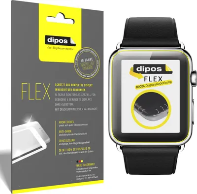 Produktbild von 3x Schutzfolie für Apple Watch 42mm Series 1 + 2 Folie, 100% Displayabdeckung, dipos Flex