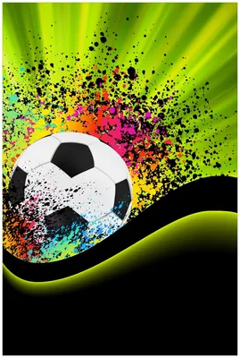 Produktbild von Wallario Premium Glasbild, freischwebende Optik, kräftige Farben, Größe 90 x 60 cm Motiv Fußball - Design Wellen und Regenbogen in grün