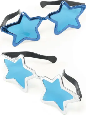 Produktbild von Jumbo Sonnenbrille Sternenform Rot+Blau für Fasching, Karneval & Party