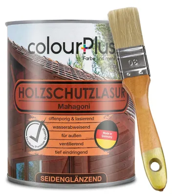 Produktbild von colourPlus Holzschutzlasur 750 ml, Mahagoni – Holzlasur für außen, wetterfest & offenporig, UV- & Witterungsschutz für Zäune, Gartenmöbel & Fassaden