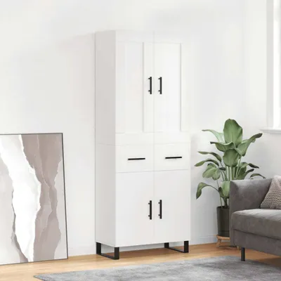 Image de vidaXL Highboard blanc 69,5x34x180 cm Bois composite