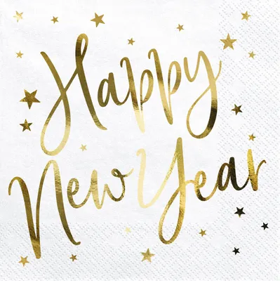 Immagine prodotto di 20 tovaglioli Happy New Year bianchi