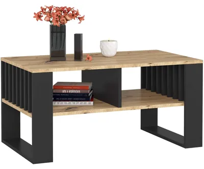 Produktbild von Couchtisch Holz Rockford mit einem Regal, 92x45x53cm, Artisan-Schwarz