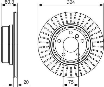 Produktbild von 2x BOSCH Bremsscheibe 0 986 479 350 für BMW X5 (E53) 80mm 324mm