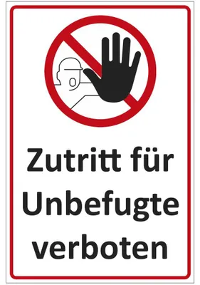 Schild Zutritt verboten, Alu-Dibond, 200x300 mm