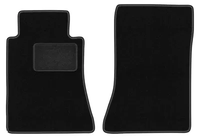 Produktbild von Velours-Fußmatten Vorne passend für Mercedes E W124 (Limousine, Kombi, Bj. 1984-1997) –  schwarz, passgenau, mit Befestigungen set 2 Stk. - STANDARD