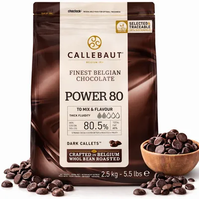 Produktbild von Callebaut POWER 80 Dunkle Schokoladenkuvertüre Callets 2,5KG