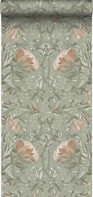 Obrázek produktu pro ESTAhome secesní tapeta s květinovým vzorem šedozelená a tmavě růžová - 139419 - 50 x 900 cm