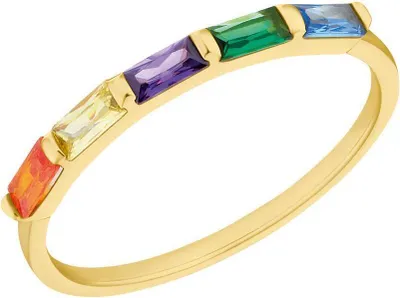 Produktbild von Damen Ring von s.Oliver aus 925er Silber, IP Gold, bunte Zirkonia