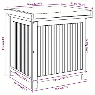 Obrázok produktu pre Úložný box do záhrady - box na záhradné vankúše - záhradný box - úložný box - záhradná truhlica - masívne akáciové drevo - 60x50x61 cm
