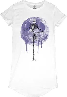 Produktbild von Nightmare Before Christmas - Moon Drip Womens White T-Shirt Dress - Größe L