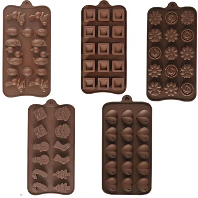 Produktbild von Solidchoice – Set mit 5 Silikon-Schokoladenformen für kreative Backprojekte