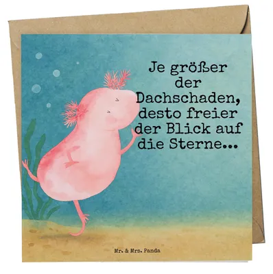 Produktbild von Mr. & Mrs. Panda Grußkarte Axolotl Tanzen Design - Weiß - Geschenk, Lurch, Glückwunschkarte, Klappkarte, doppelkarte, anlasskarte, Sterne, Schwanzlurch, Molch, faltkarte