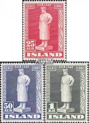 Produktbild von Briefmarken Island 1941 Mi 223-225 (kompl.Ausg.) postfrisch S. Sturluson
