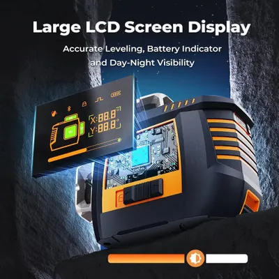Obrázek produktu pro Linový laser – CM-S05 – 12 linií – 3×360° zelený laser – ovládání gesty – samonivelační ±3° – IP54 – bez akumulátoru – hnědý
