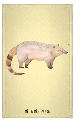 Produktbild von Mr. & Mrs. Panda Handtuch Nasenbaer - Gelb Pastell - Geschenk, Nasenbären, Rüsselbär, Nasenbär, Lustige Sprüche, Frotteetuch, Gästetuch, gäste wc, Bär, Klein