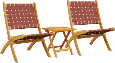 Productafbeelding van vidaXL Klapstoelen, 2 stuks met tafel, rood massief hout