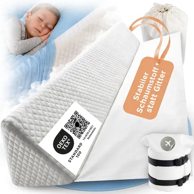 Produktbild von lunova® Rausfallschutz Bett Reise für Kinder & Baby – mobil mit Gurt & Reisetasche für Boxspringbett & Elternbett, zusammenrollbar, 150 cm