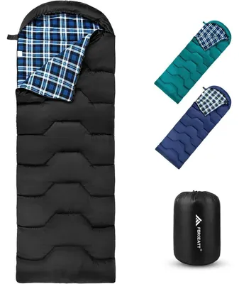 Productafbeelding van Slaapzak, geschikt voor 3-4 seizoenen, temperatuurcomfort -5°C, materiaal: flanel & polyester, kleur: zwart, lengte: 2,20 meter