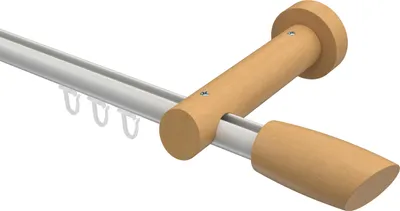 Produktbild von Interdeco Innenlaufstange / Gardinenstange mit Innenlauf Weiß / Buche lackiert, Typ Talent Etta (Ellipse Schräge), 20 mm Ø 1-läufig, 160 cm