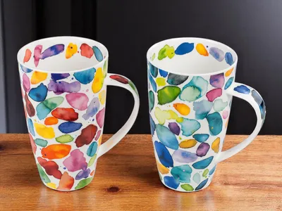 Produktbild von 2er Set DUNOON Becher Henley Blobs 600 ml Bone China Kaffeetasse 15 cm Teetasse