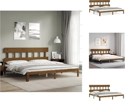 Produktbild von vidaXL Massivholzbett mit Kopfteil Honigbraun 200x200 cm -  Betten & Bettgestelle