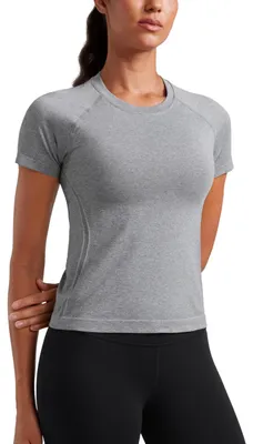 Produktbild von CRZ YOGA Damen T-Shirt Nahtlos Atmungsaktiv Top Sportshirt Laufshirt Sport Gym B