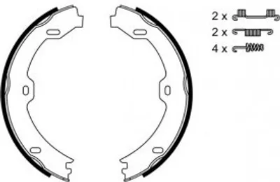 Produktbild von BOSCH 0 986 487 666 - OE 230 420 03 20 Bremsbackensatz für CLS (C219), E-Klasse (W211), E-Klasse (VF211), E-Klasse (S211), SL (R230)