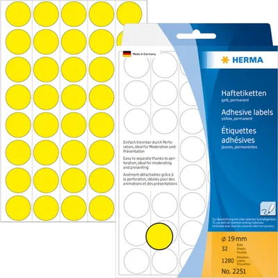 Produktbild von Vielzweck-Etiketten 19mm gelb VE=10x1280 Stück