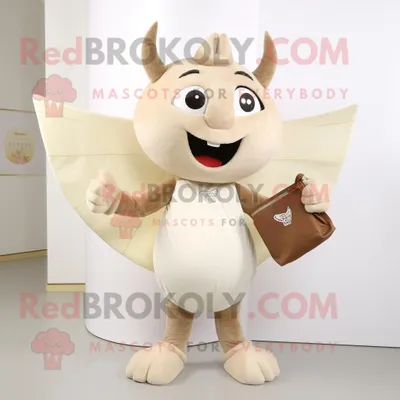 Zdjęcie produktu dla Beżowa REDBROKOLY postać w kostiumie maskotki Zębowej Wróżki ubrana w koszulkę z dekoltem w szpic i kopertówkę