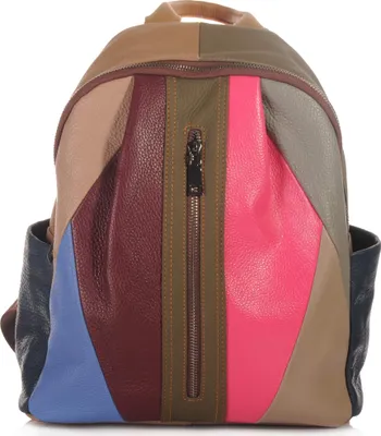 Produktbild von Handgefertigter City Backpack Pachwork Rucksack Italien Leder bunt 30660