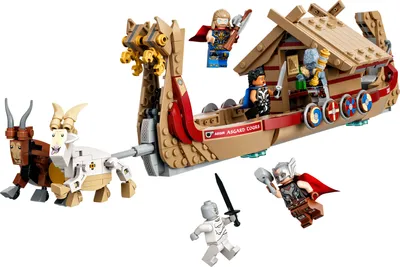 Produktbild von LEGO 76208 Marvel Das Ziegenboot Spielzeug-Schiff aus Thor: Love & Thunder, Avengers-Set zum Bauen mit Minifiguren und Sturmbrecher ab 8 Jahre