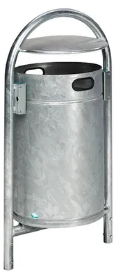 Produktbild von Robuster Rohrbogenständer für Abfälle | mit Dach | zum Einbetonieren | 60 Liter, HxBxT 145x60x40cm | Verzinkter Stahl | Feuerverzinkt