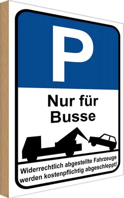 Produktbild von vianmo Holzschild 18x12 cm Parkplatz P nur für Busse Parkplatzschild