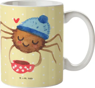 Produktbild von Mr. & Mrs. Panda Kaffeetasse Spinne Agathe Kaffee - Gelb Pastell - Geschenk, Becher, Pott, Tasse, Kaffeebecher, Lebensweisheiten, Kaffeepott, Morgenmuffel, Weiser Spruch
