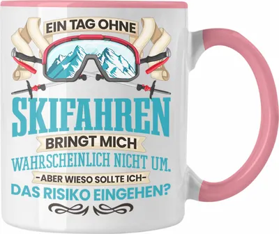 Produktbild von Trendation - Ski Tasse Geschenk für Skifahrer Skilehrer Lustiger Spruch Geschenkidee (Rosa)