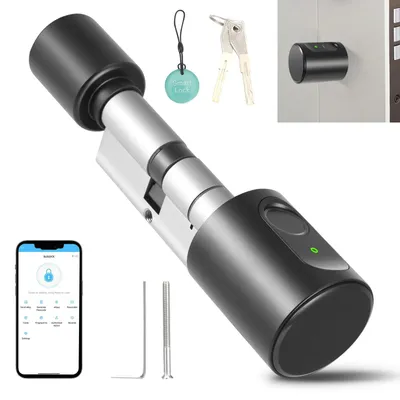 Produktbild von Elektronischer Smart-Lock Türzylinder - 60 mm - Fingerabdruck - 2 Schlüssel - IC-Karte - Bluetooth App-Steuerung