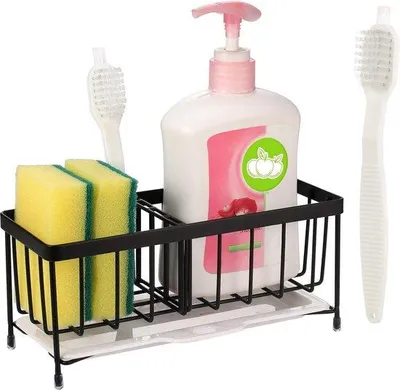 Immagine prodotto di Organizer per lavello in acciaio inossidabile, nero, antiscivolo, compatto