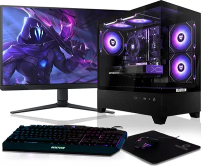 Zdjęcie produktu dla BEASTCOM Q5 | Komputer do gier Pro Gaming | Intel i9-10900F 8X 5,20 GHz 20 wątków | NVIDIA RTX 5060 8 GB | 16 GB pamięci RAM | 1 TB NVMe SSD | WiFi 5 | 27-calowy monitor LED + zestaw klawiatury | WiFi