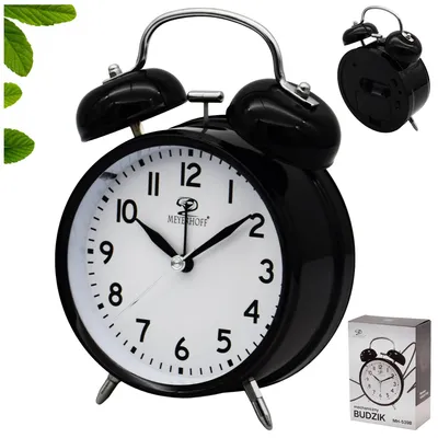Zdjęcie produktu dla Budzik Retro Zegar Klasyczny Głośny Alarm Dzwonki z Młoteczkiem Czarny