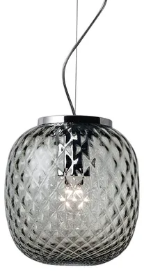 Immagine prodotto di OBAN Sospensione Cromo con Vetro Balloton Fumè E27 IP20 - Lampada di Design Elegante - Struttura in Metallo e Vetro Soffiato